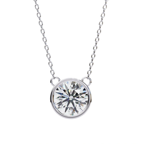 Round Lab Diamond Bezel Pendant