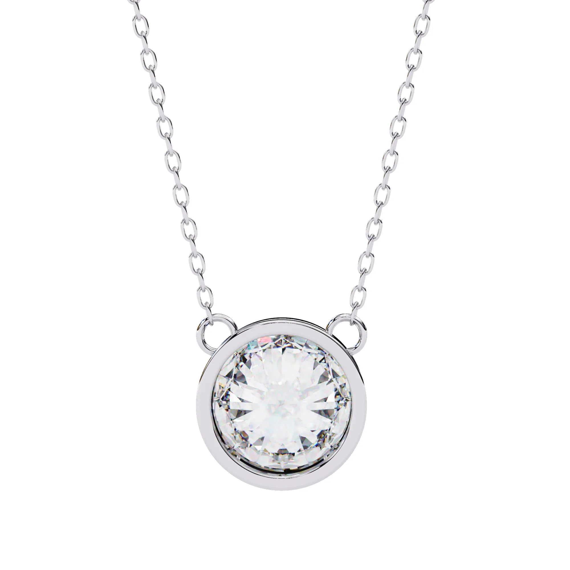 Round Lab Diamond Bezel Pendant