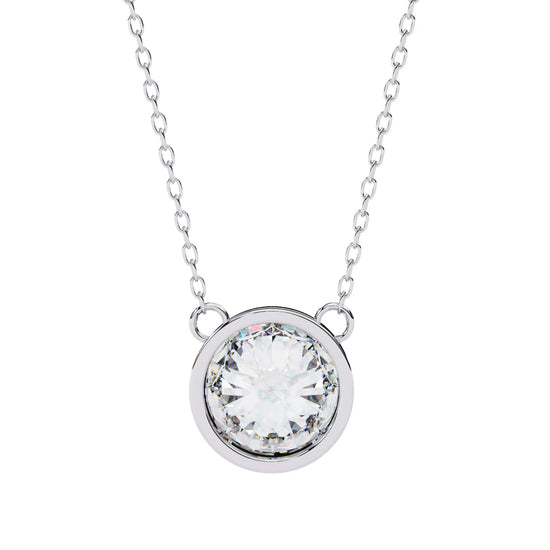 Round Lab Diamond Bezel Pendant