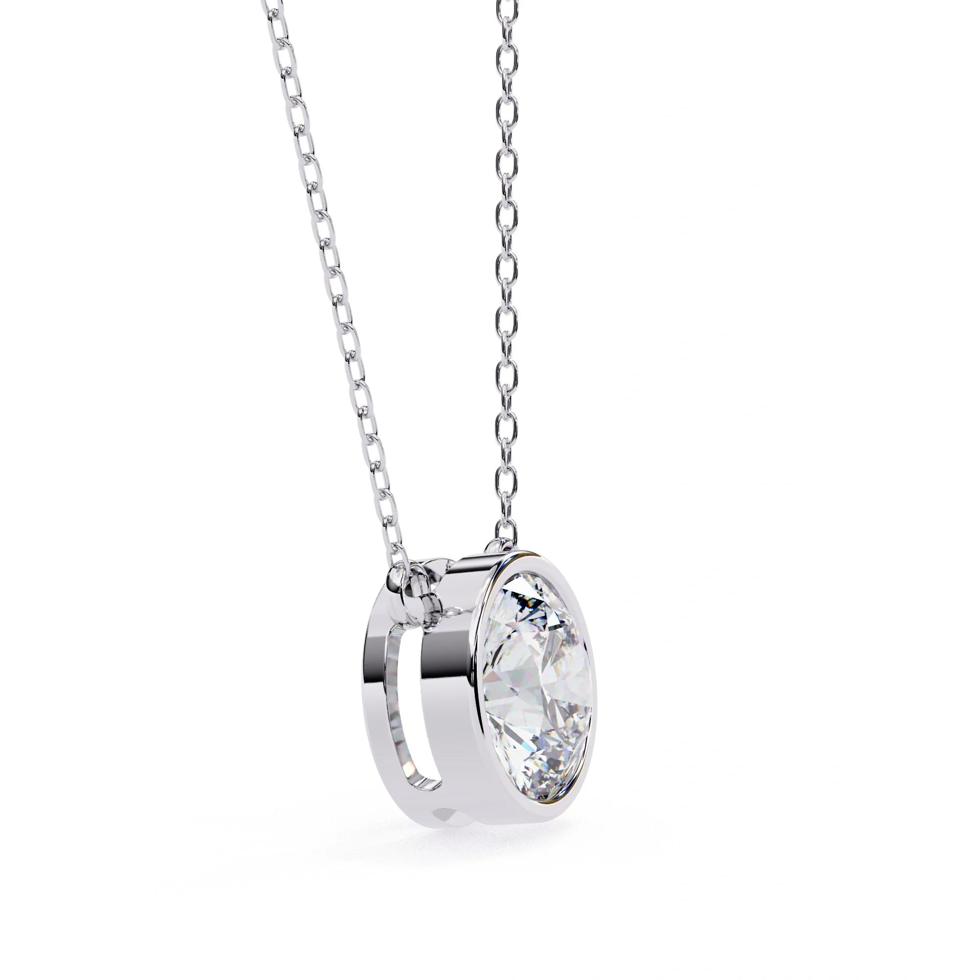 Round Lab Diamond Bezel Pendant