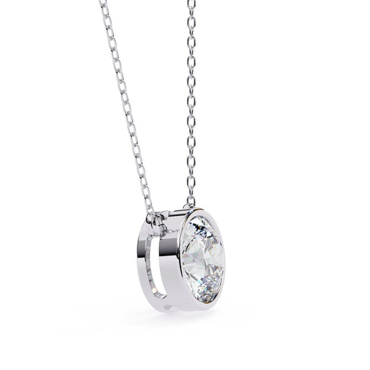 Round Lab Diamond Bezel Pendant