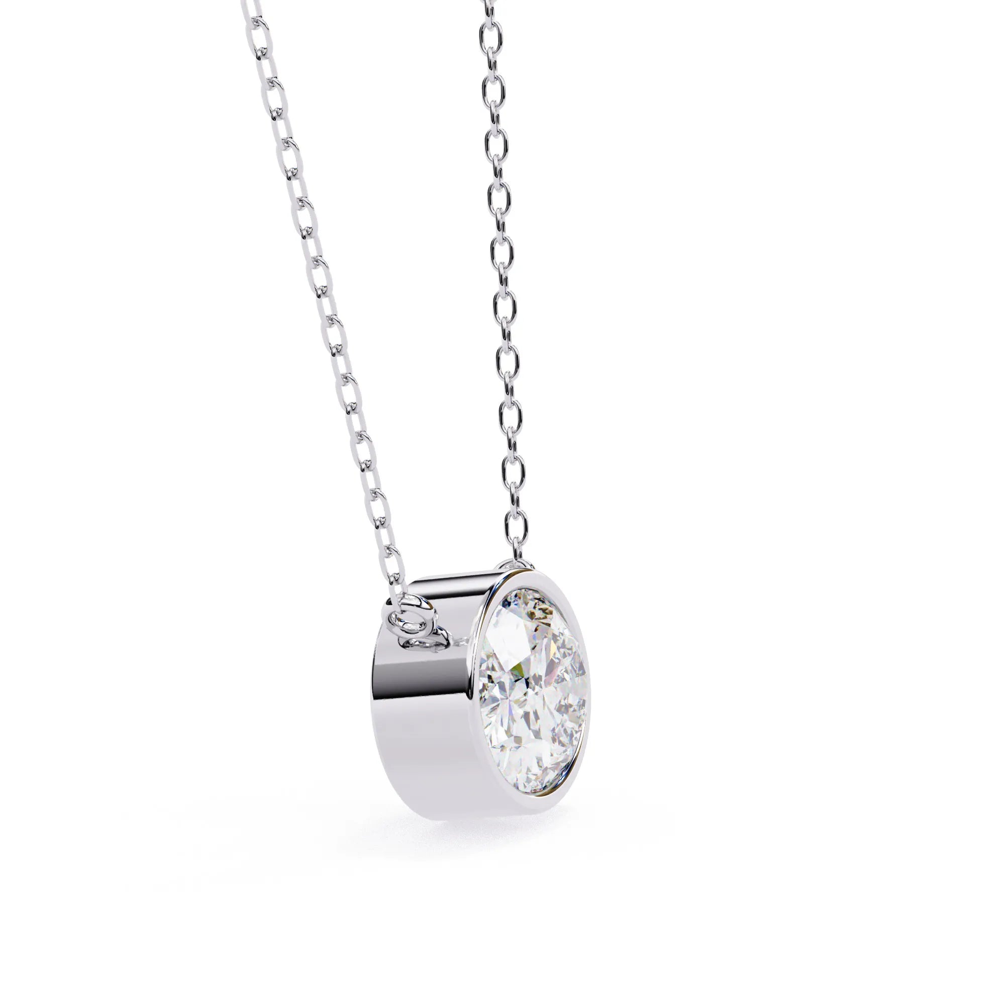 Oval Lab Diamond Bezel Pendant