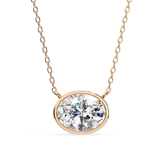 Oval Lab Diamond Bezel Pendant