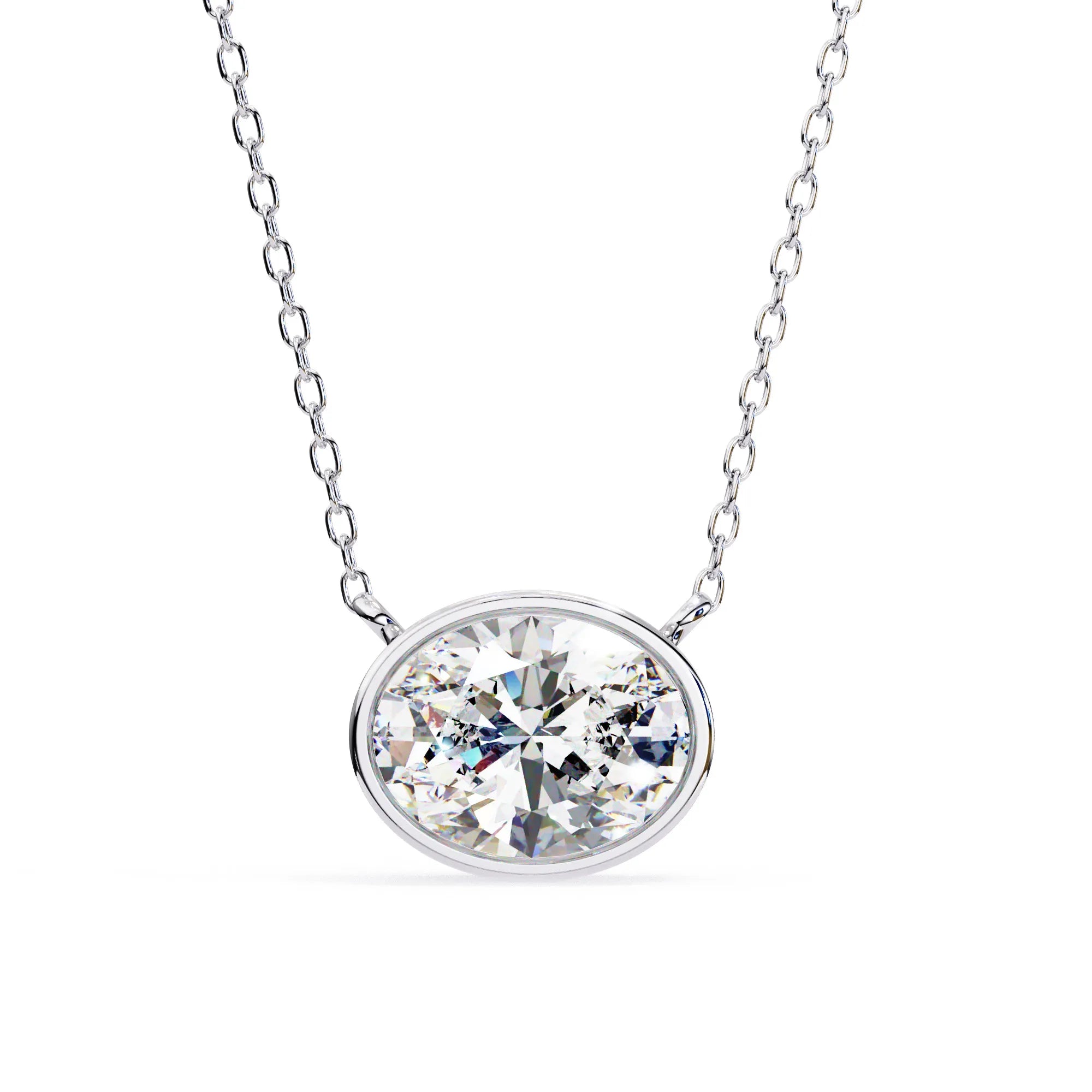 Oval Lab Diamond Bezel Pendant