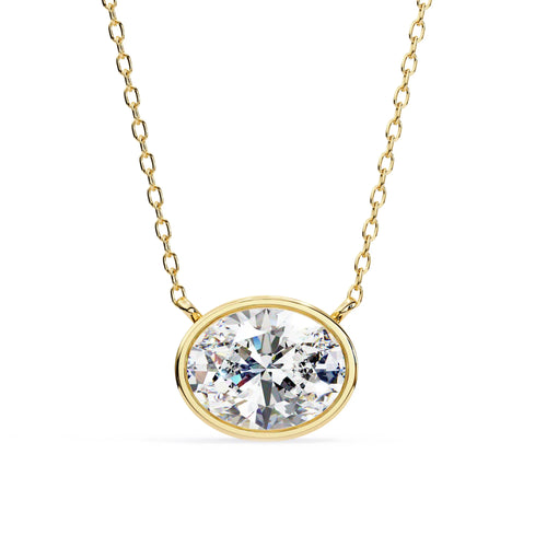 Oval Lab Diamond Bezel Pendant
