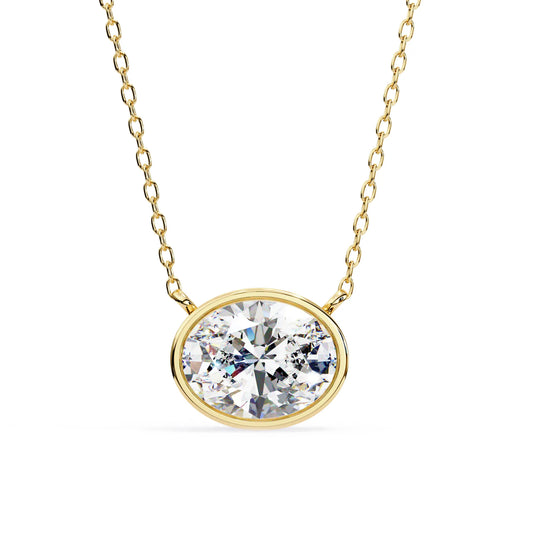 Oval Lab Diamond Bezel Pendant