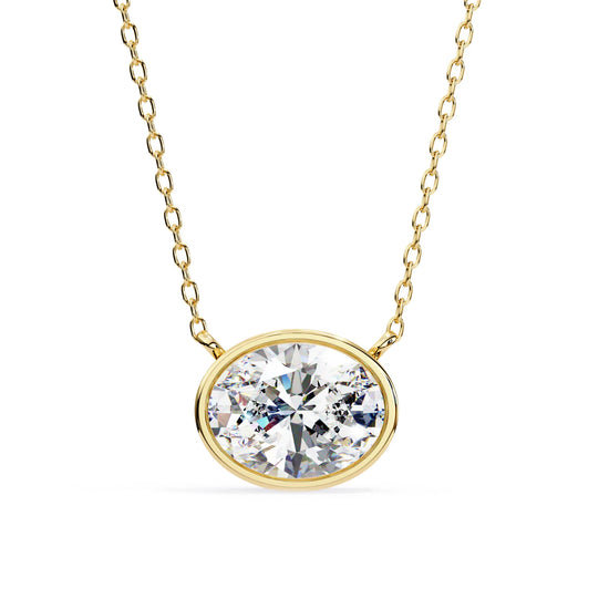 Oval Lab Diamond Bezel Pendant