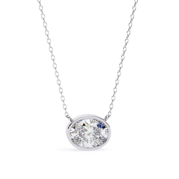 Oval Lab Diamond Bezel Pendant