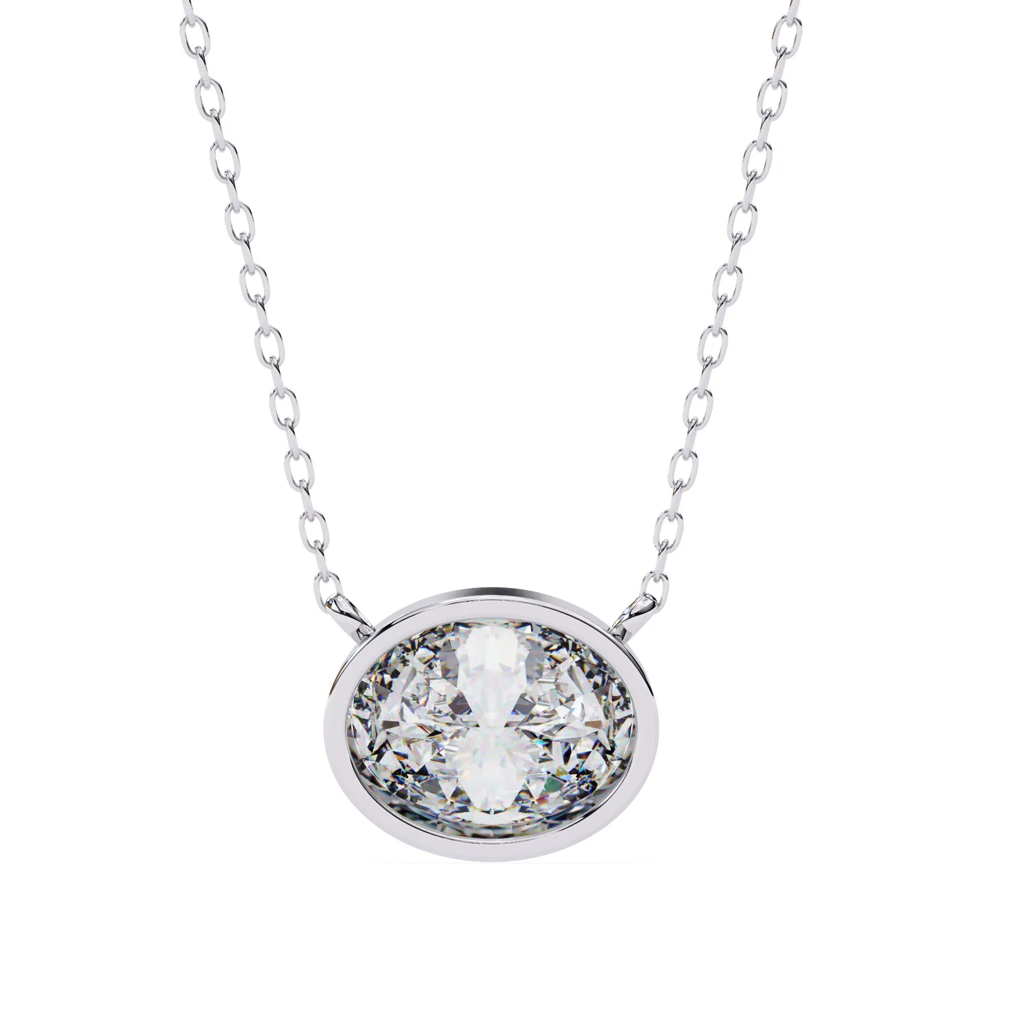 Oval Moissanite Bezel Pendant
