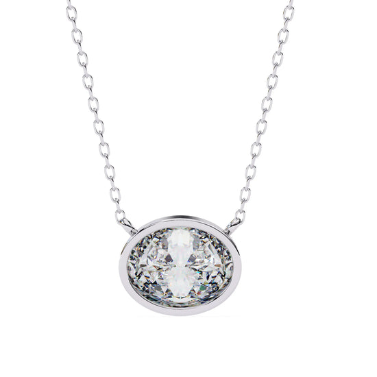 Oval Moissanite Bezel Pendant