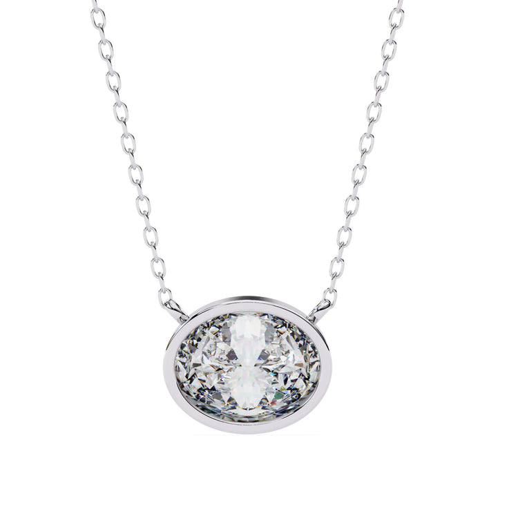 Oval Lab Diamond Bezel Pendant