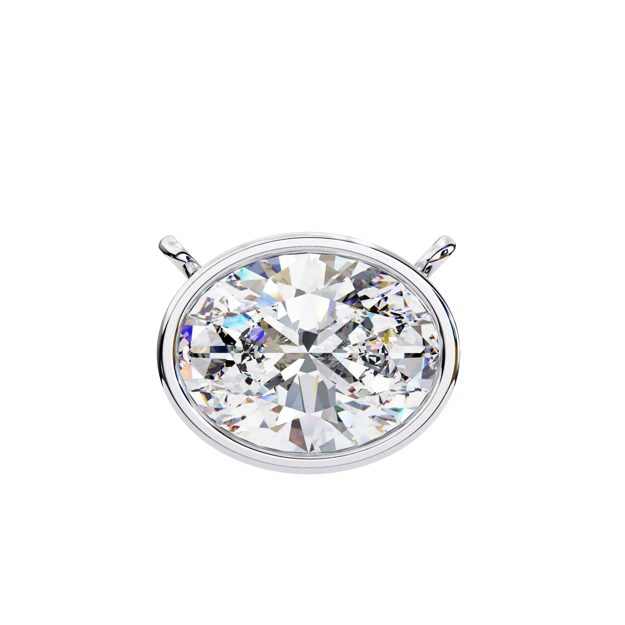 Oval Lab Diamond Bezel Pendant