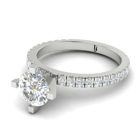 4 Prong Round Cut Engagement Ring | LJ-LR10452A