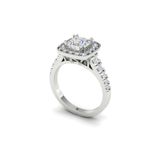 Double Prong Princess Cut Halo Engagement Ring | LJ-LR10484A