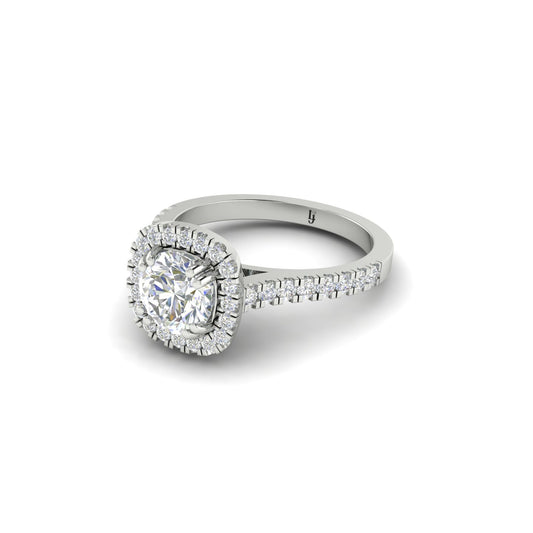 Double Prong Halo Engagement Ring | LJ-LR10517A
