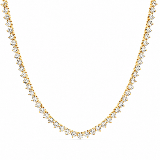 Lab Diamond Three Prong Tennis Necklace