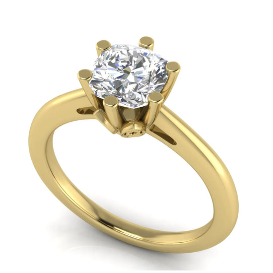 Lotus Pave Cushion Cut Lab Diamond Engagement Ring