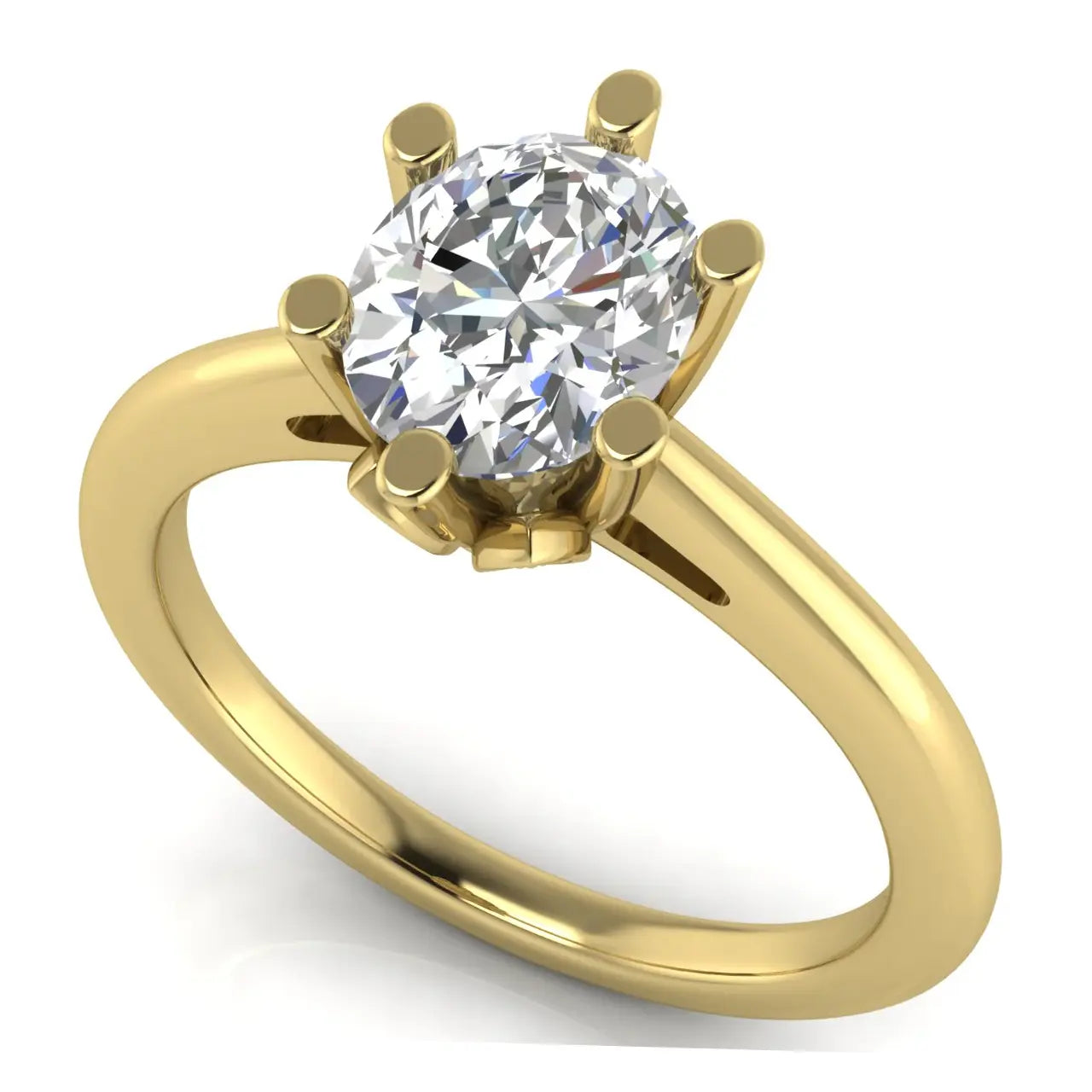 Lotus Pave Oval Lab Diamond Engagement Ring
