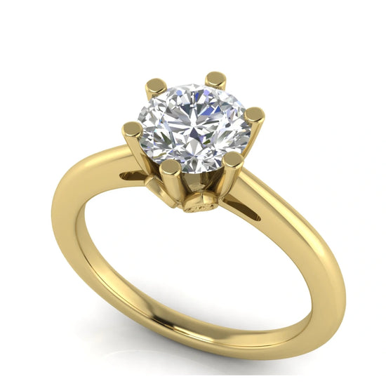 Lotus Pave Round Cut Lab Diamond Engagement Ring