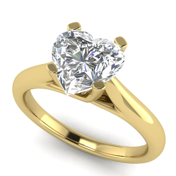 Lotus Prong Heart Shaped Lab Diamond Engagement Ring