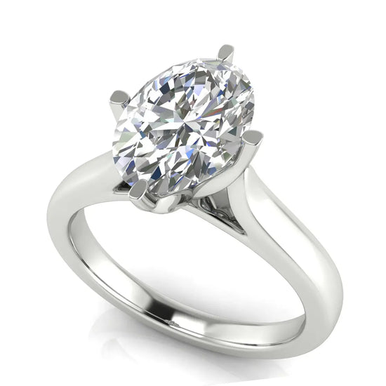 Lotus Prong Oval Lab Diamond Engagement Ring