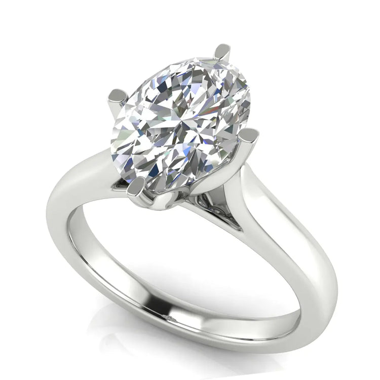 Lotus Prong Oval Lab Diamond Engagement Ring