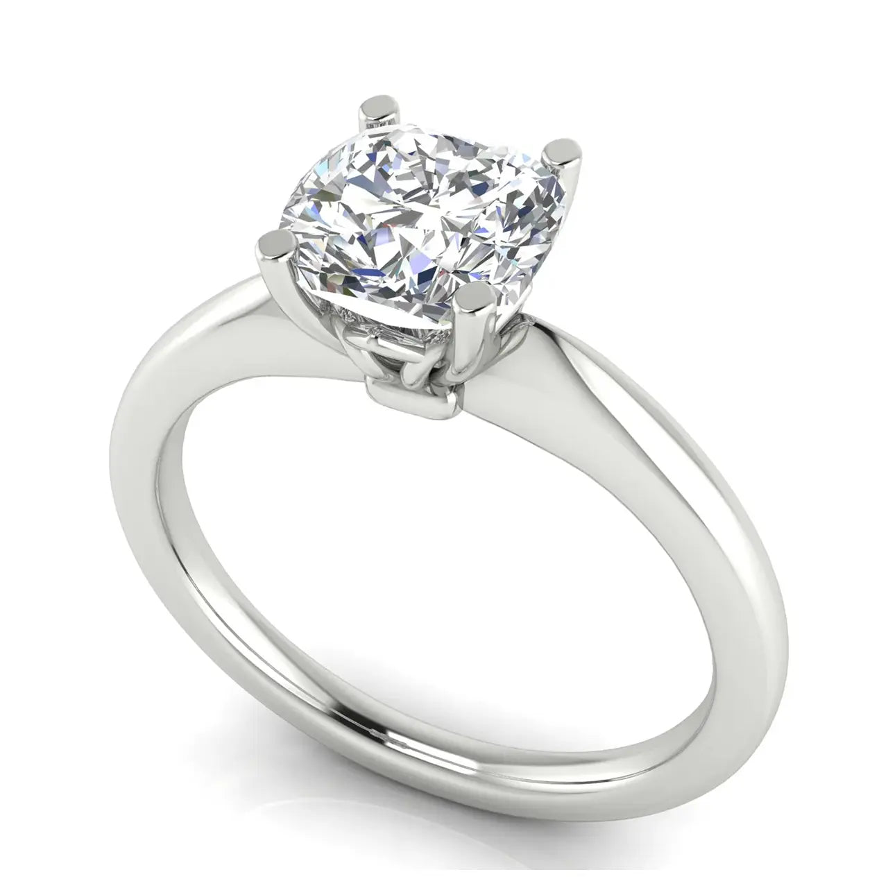 Modern Cushion Cut Lab Diamond Engagement Ring