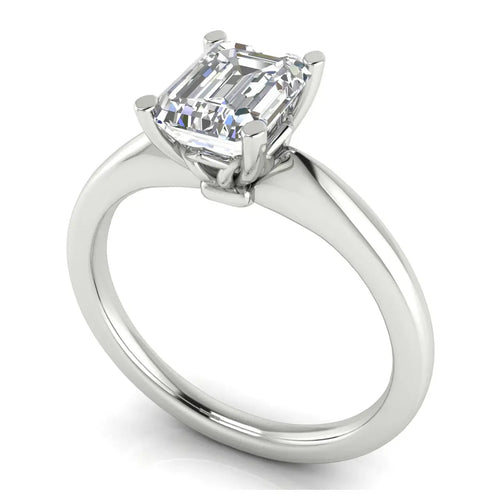 Modern Emerald Cut Lab Diamond Engagement Ring