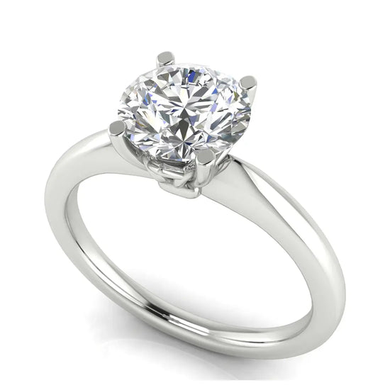 Modern Round Cut Lab Diamond Engagement Ring
