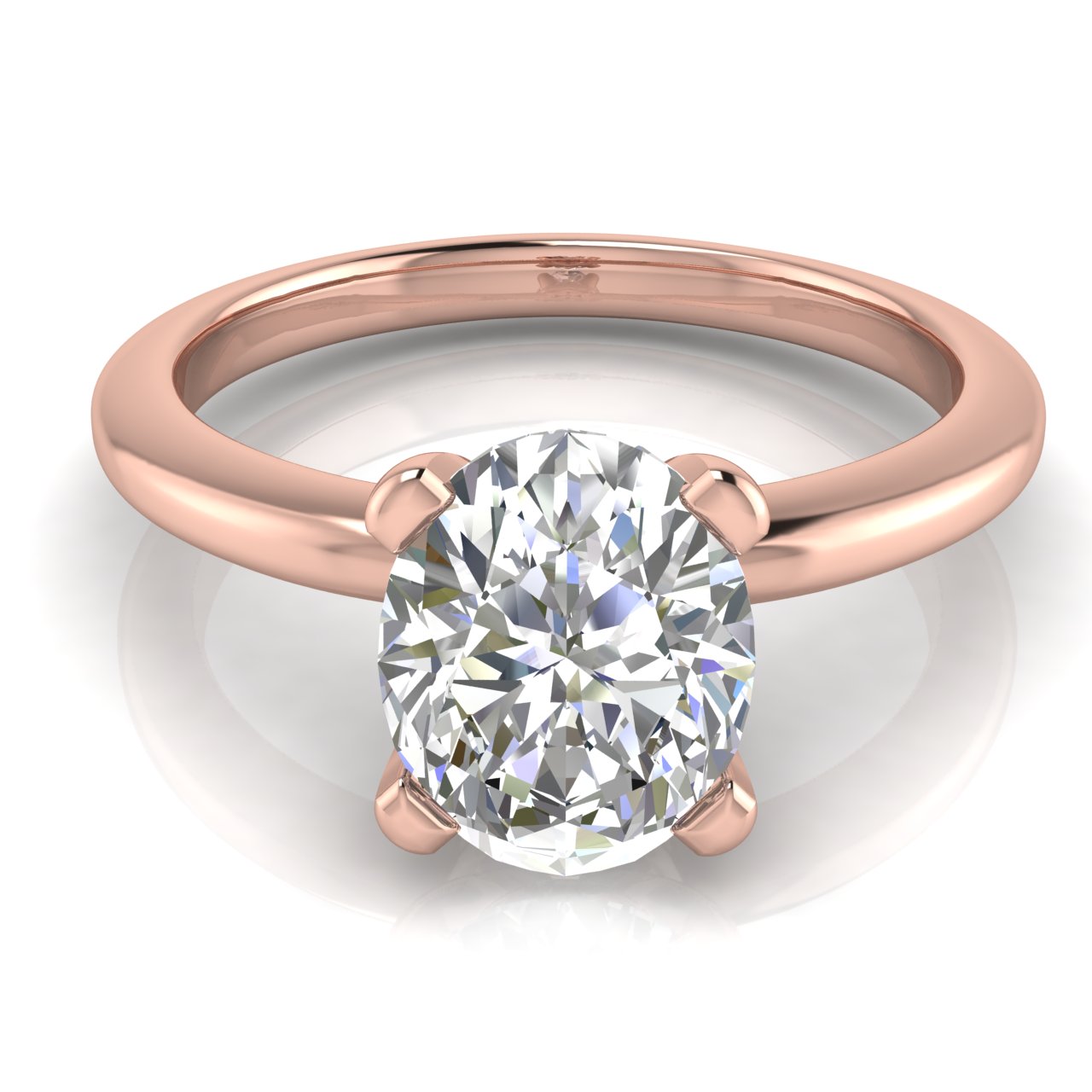 Basket Set Oval Lab Diamond Engagement Ring