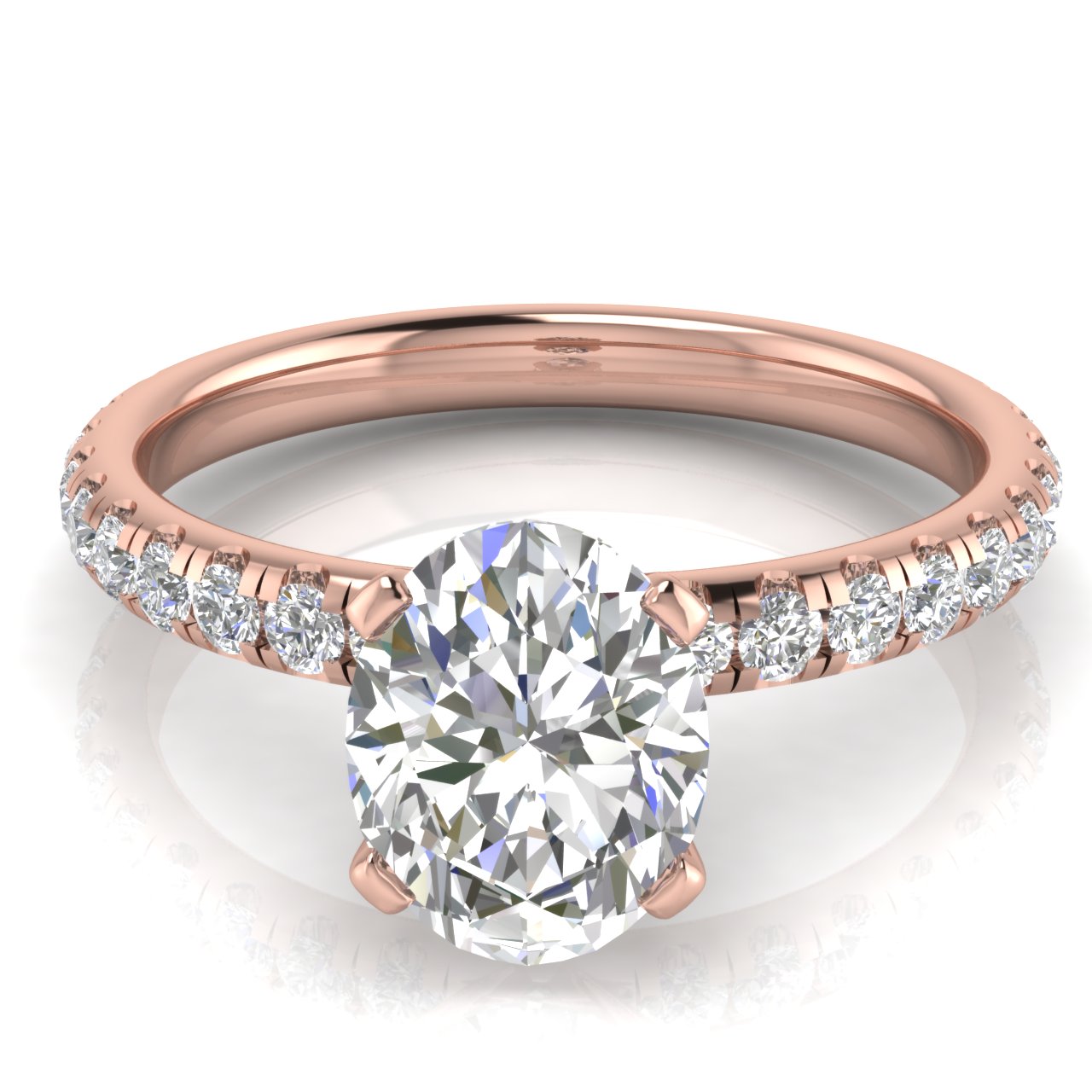 Classic Pave Oval Cut Moissanite Engagement Ring