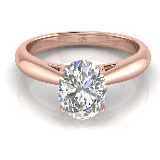 Elegant Hidden Stone Oval Lab Diamond Engagement Ring