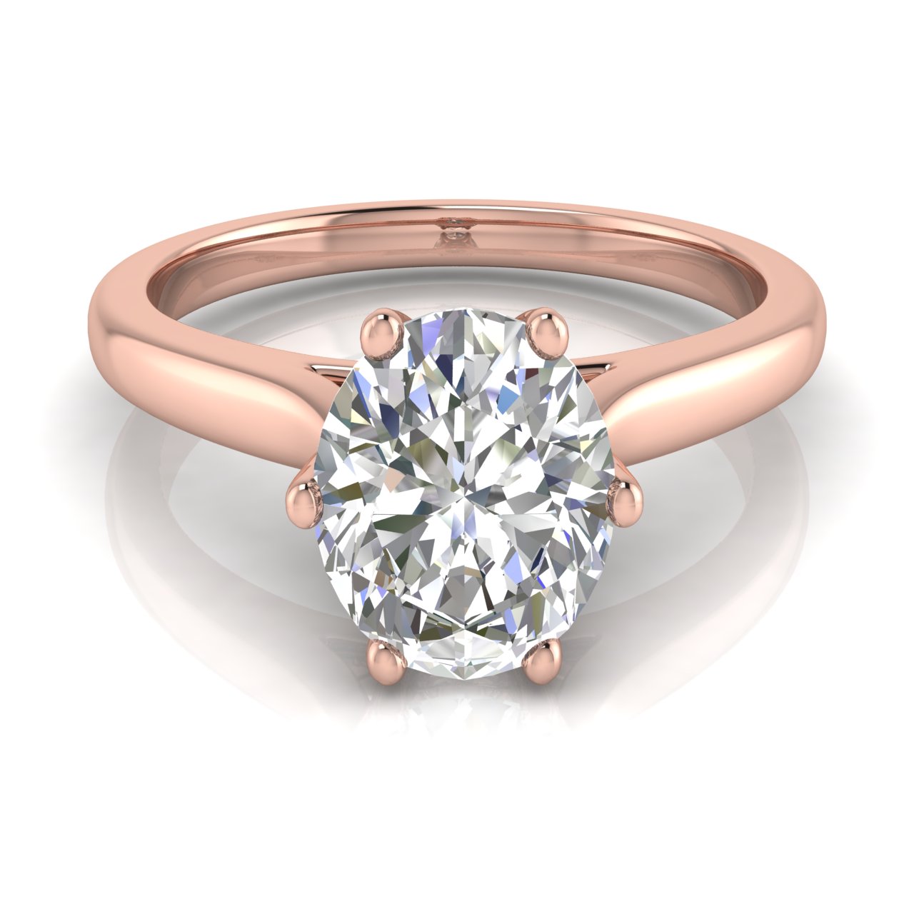 Crown Oval Cut Lab Diamond Engagement Ring