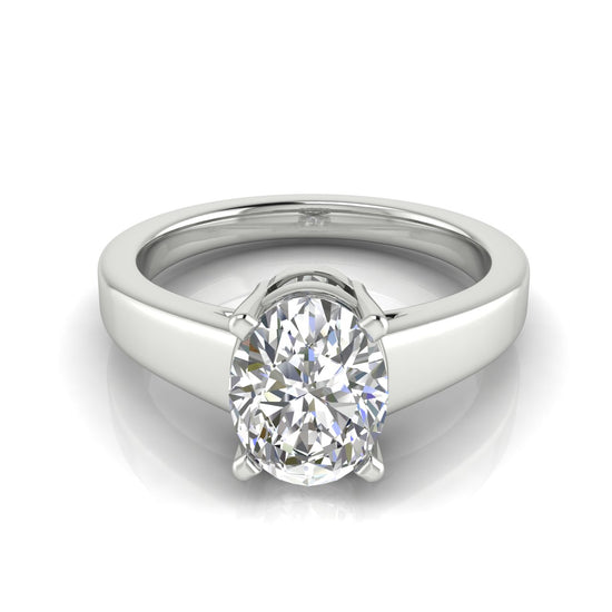 Wide Band Cathedral Oval Moissanite Engagement Ring