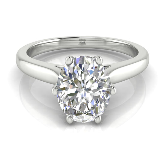 Crown Oval Cut Moissanite Engagement Ring