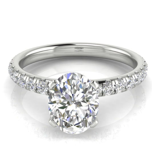 Classic Pave Oval Cut Moissanite Engagement Ring