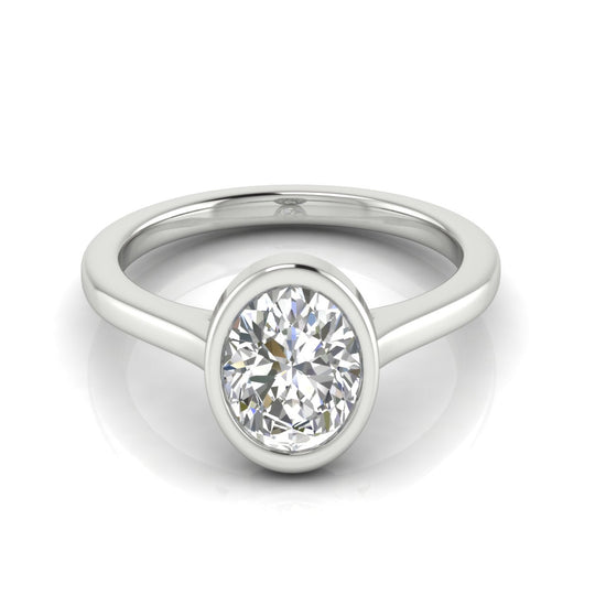 Floating Bezel Oval Lab Diamond Engagement Ring