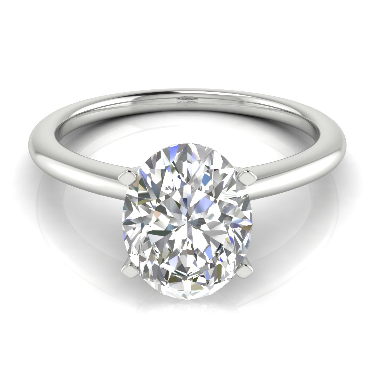 Tulip Set Oval Moissanite Engagement Ring