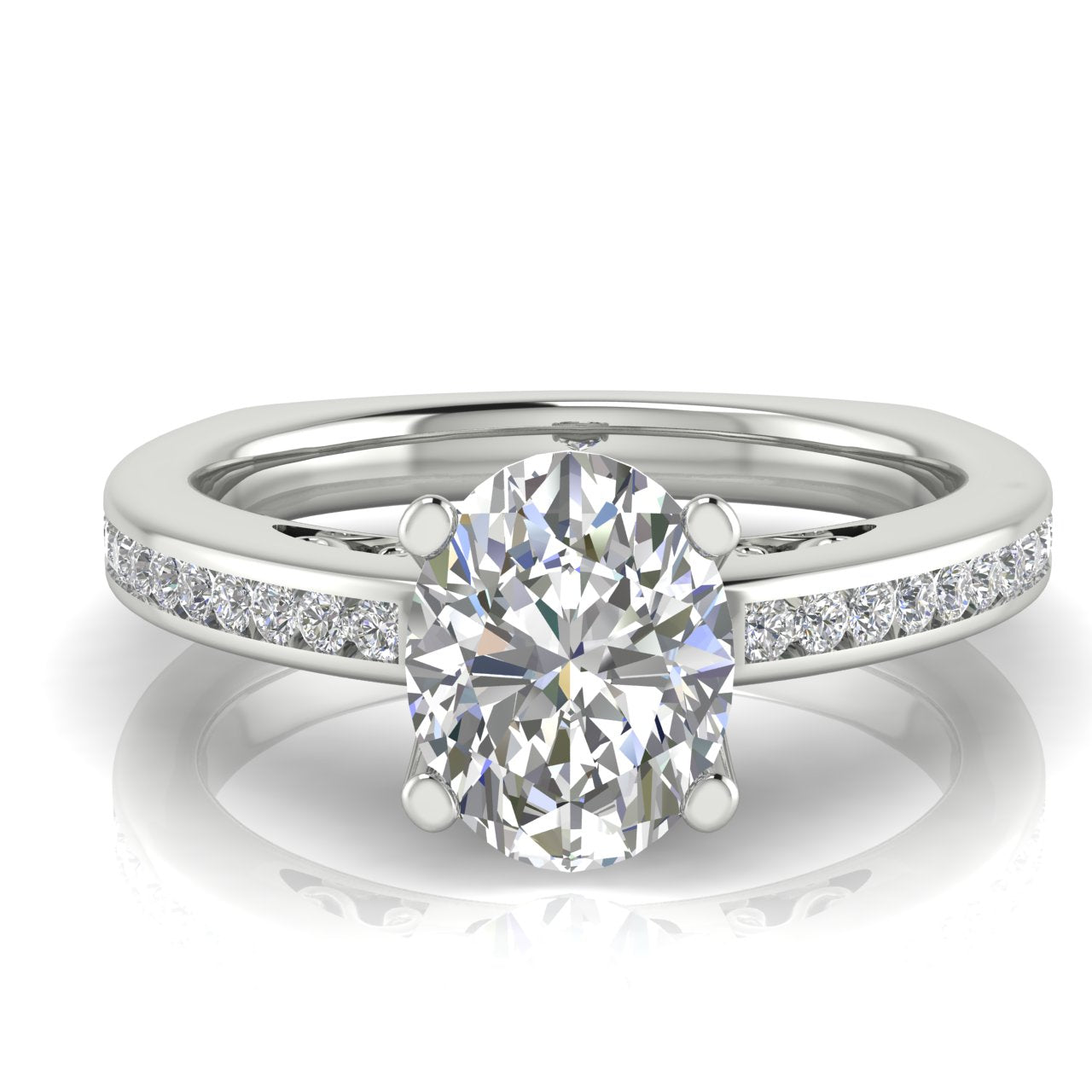 Euro Channel Set Oval Lab Diamond Engagement Ring