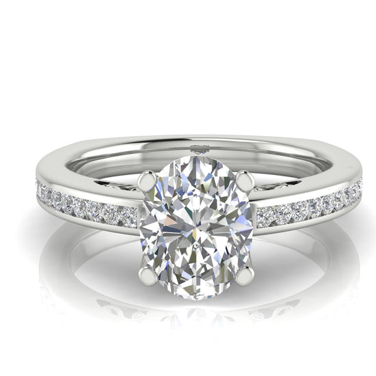 Euro Channel Set Oval Moissanite Engagement Ring