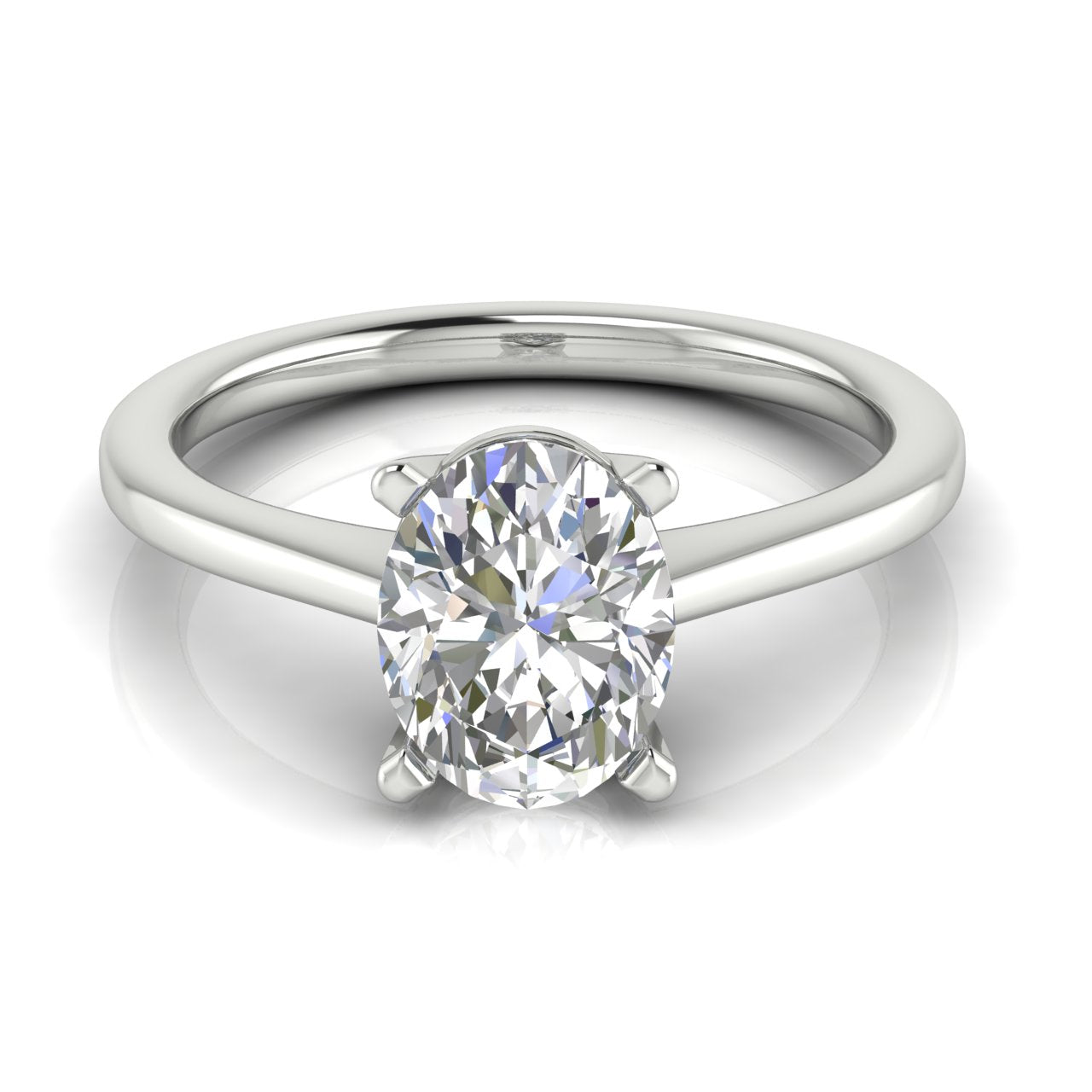 Basket Set Floating Oval Moissanite Engagement Ring