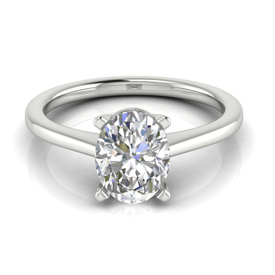 Basket Set Floating Oval Lab Diamond Engagement Ring