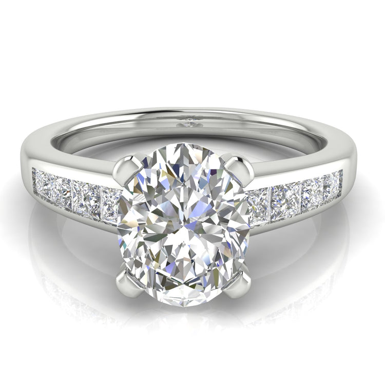 Princess Channel Set Oval Cut  Engagement Ring | Moissanite | Lab Grown Diamond