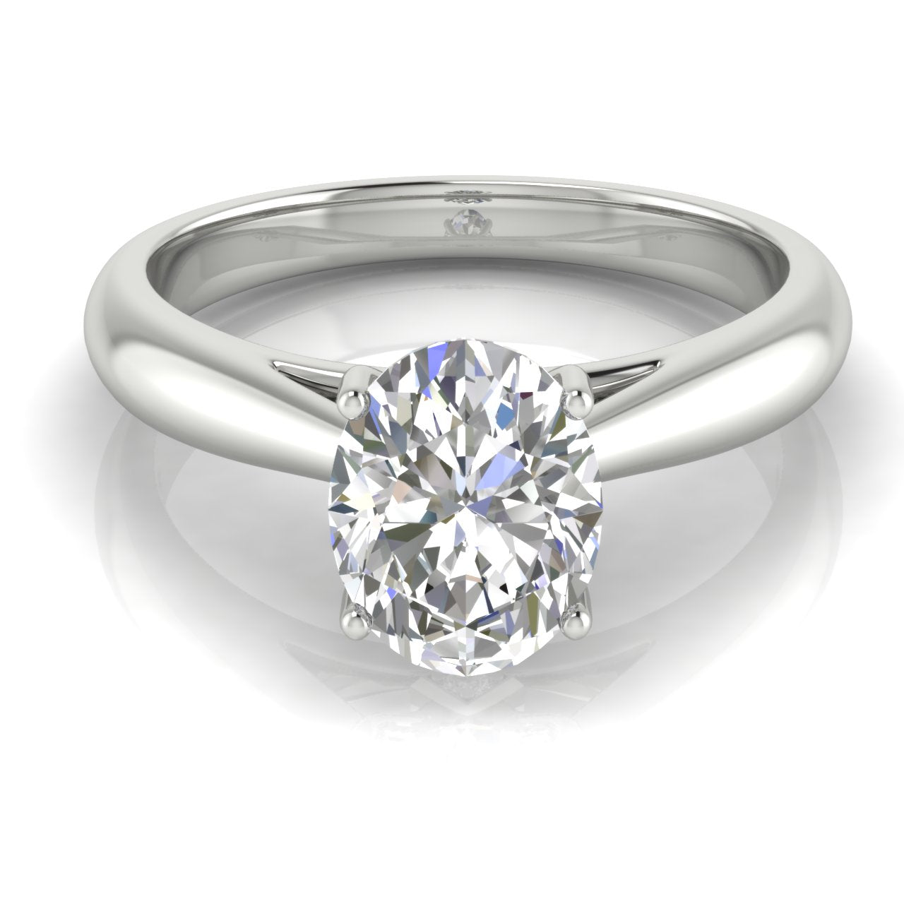 Elegant Hidden Stone Oval Lab Diamond Engagement Ring