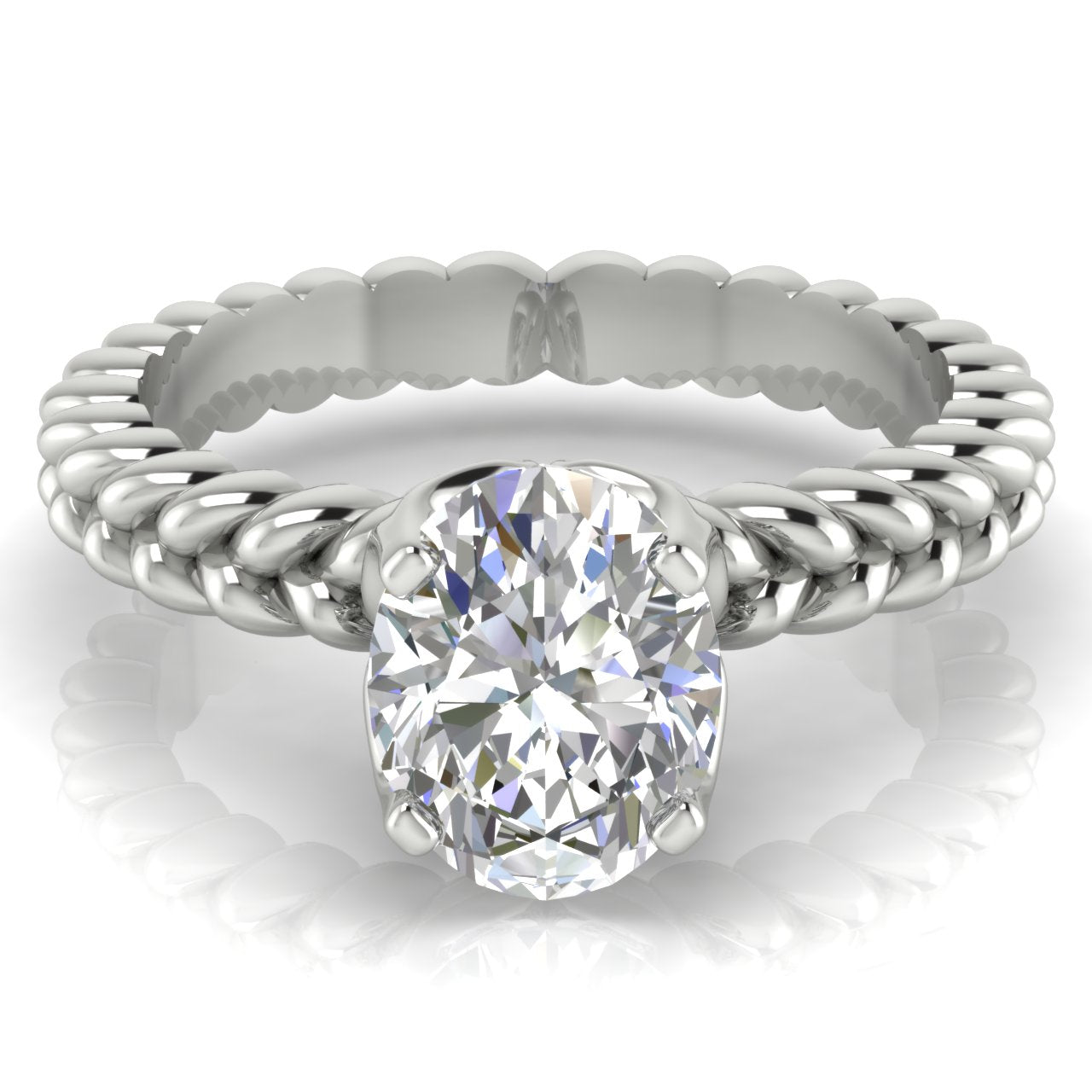 Rope Band Oval Moissanite Engagement Ring