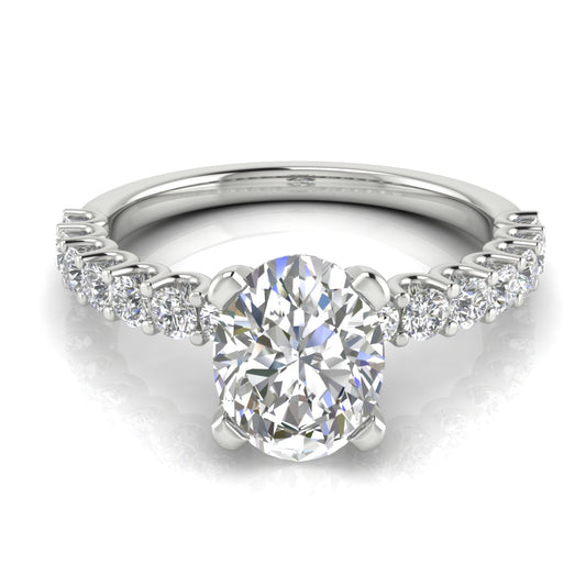U Prong Pave Oval  Engagement Ring | Moissanite | Lab Grown Diamond