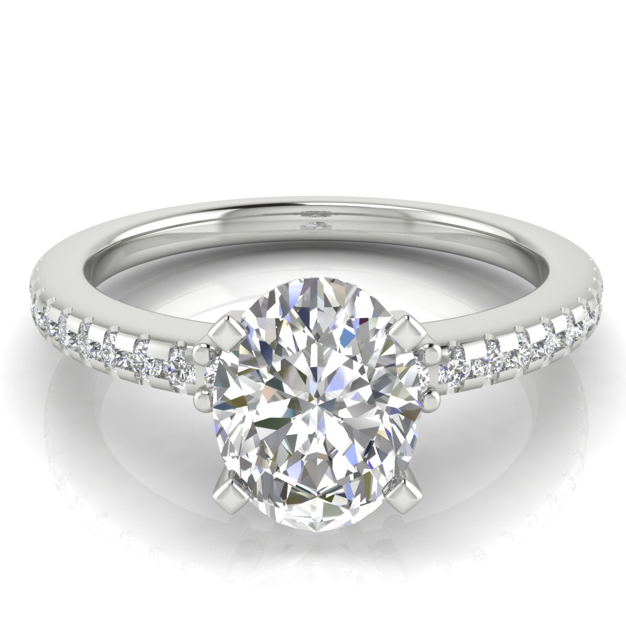 Floating Shoulder Oval Cut Moissanite Engagement Ring