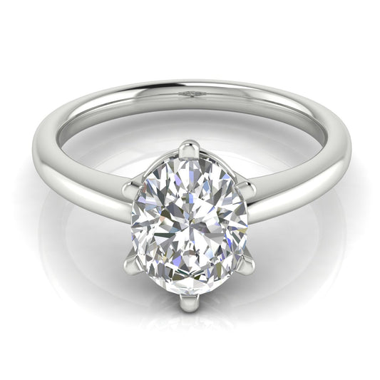 6 Prong Oval Cut Lab Diamond Engagement Ring | LJ-LR133O-LG