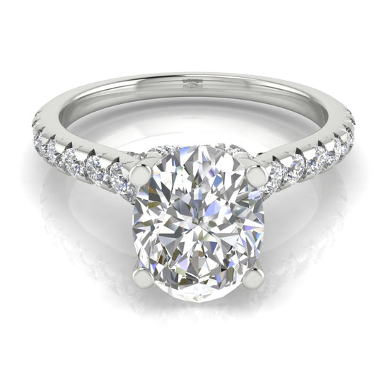 Bridge Pave Oval Cut Moissanite Engagement Ring