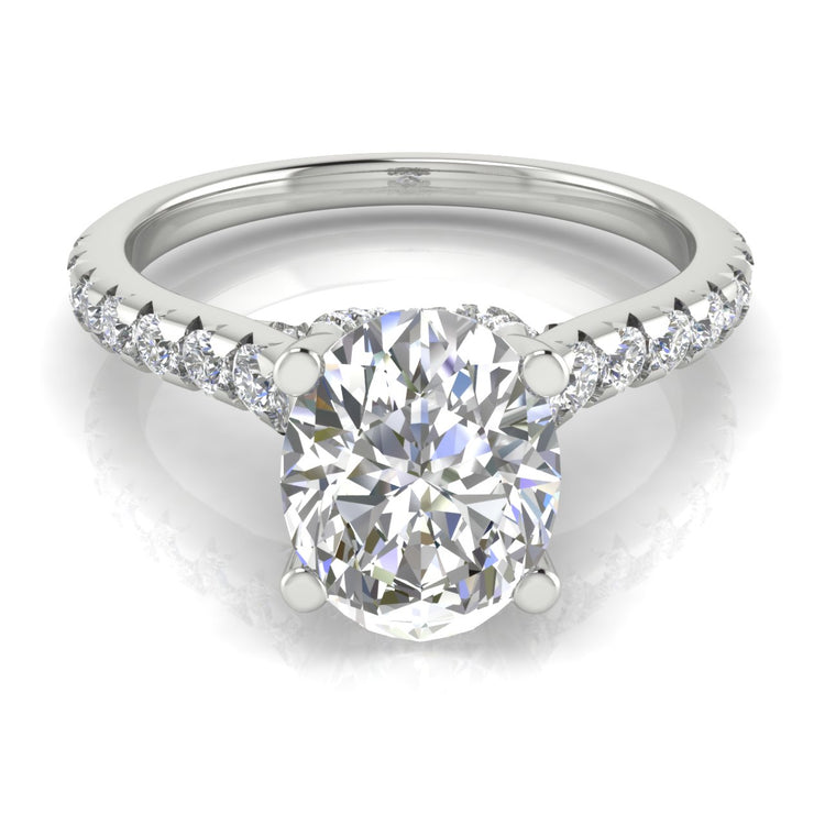 Bridge Pave Oval Cut  Engagement Ring | Moissanite | Lab Grown Diamond